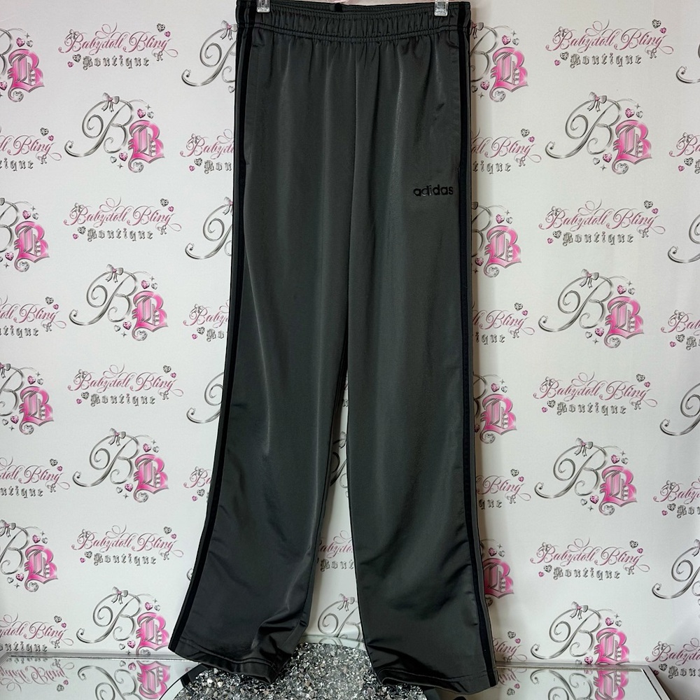 Adidas Charcoal Joggers stripes grey black sweat pants